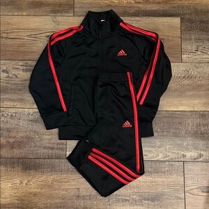 Barely used like new Adidas Black Tracksuit with Red Accents